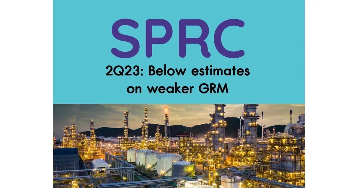 SPRC – 2Q23: Below estimates on weaker GRM