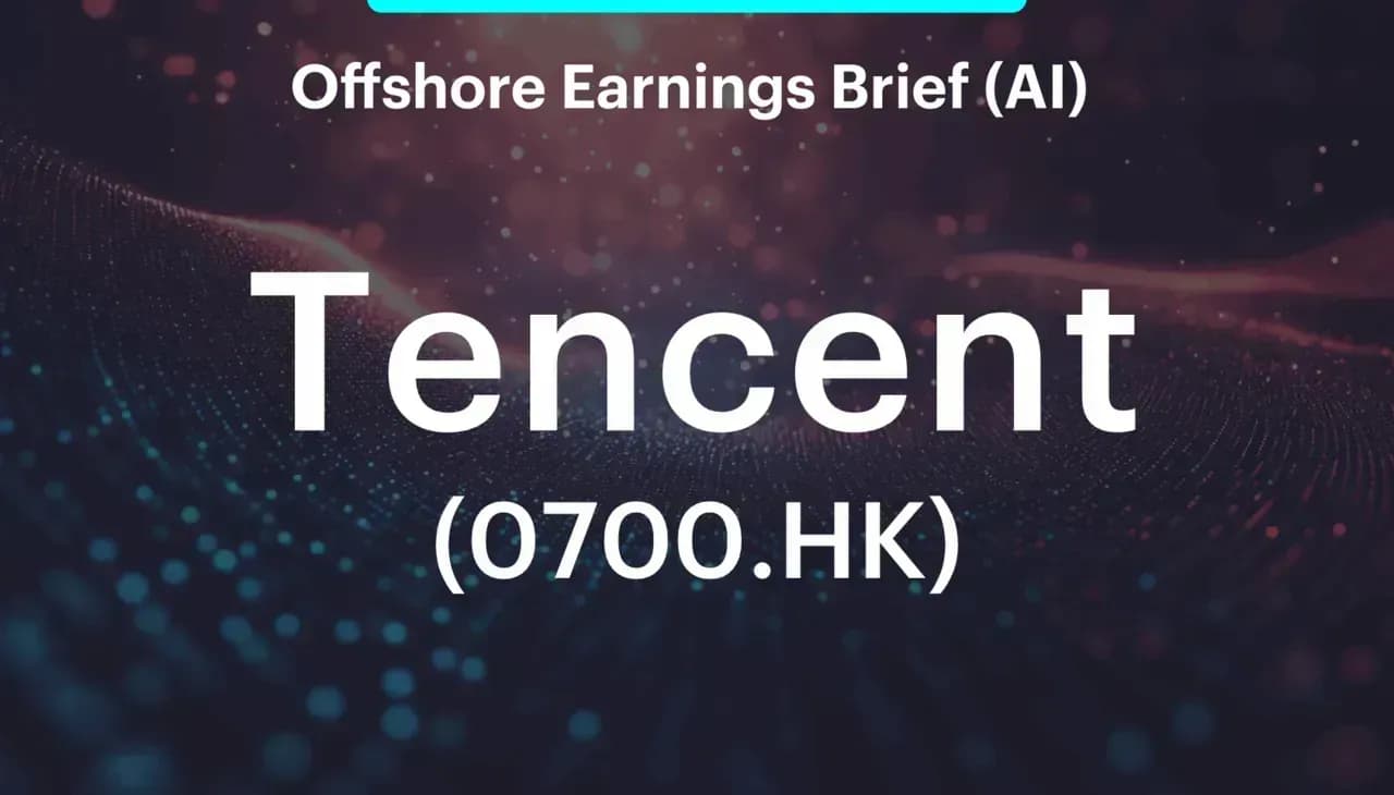 Earnings Brief - Tencent (700.HK) ทำรายดีกว่าที่คาด โตเร็วที่สุดในรอบ 3 ปี แม้กำไรจะต่ำกว่าที่คาดจากค่าใช้จ่ายลงทุนในเทคโนโลยี AI